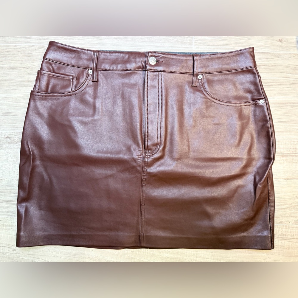 Express Brown Faux Leather Mini Skirt